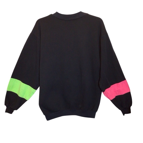 Vintage 80s Diport USA Sweatshirt Womens L Neon Puff Paint Newport Beach Coastal - Picture 5 of 14